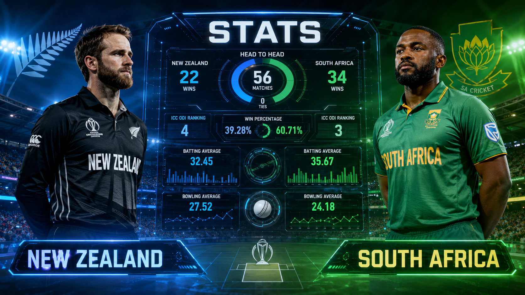New Zealand National Cricket Team vs South Africa National Cricket Team Stats