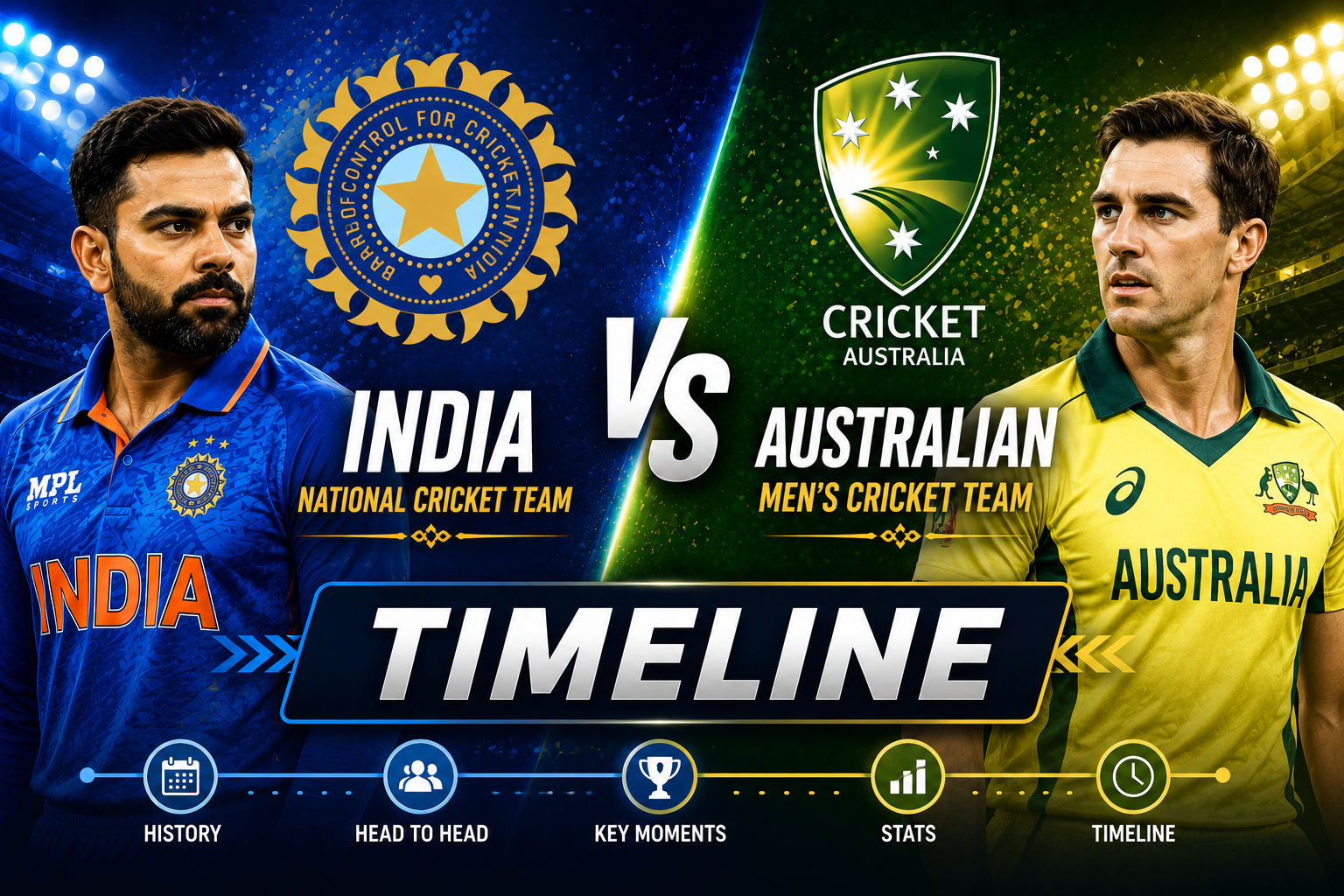 India National Cricket Team Vs Australian Men's Cricket Team Timeline